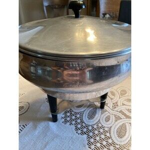 Vintage Aluminum Chafing Dish 1950's, Made In Italy Portable Sterno Heat